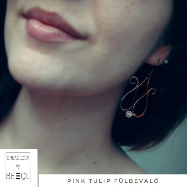 BeEql Pink tulip fülbevaló kézműves ékszer 02