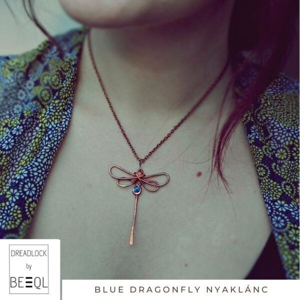 BeEql Blue dragonfly nyaklánc kézműves ékszer Dreadlockshop 01