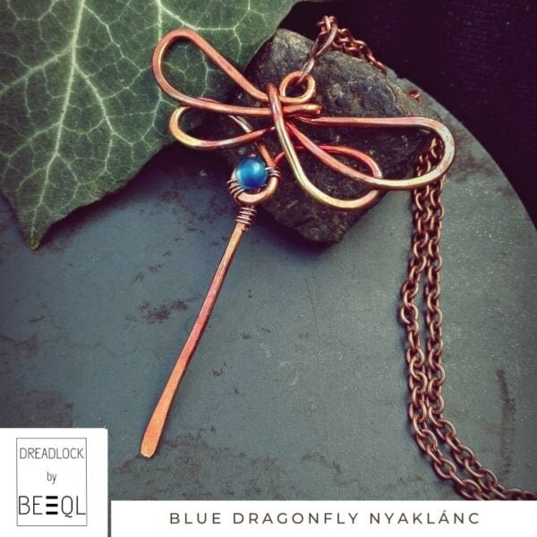 BeEql Blue dragonfly nyaklánc kézműves ékszer Dreadlockshop 02